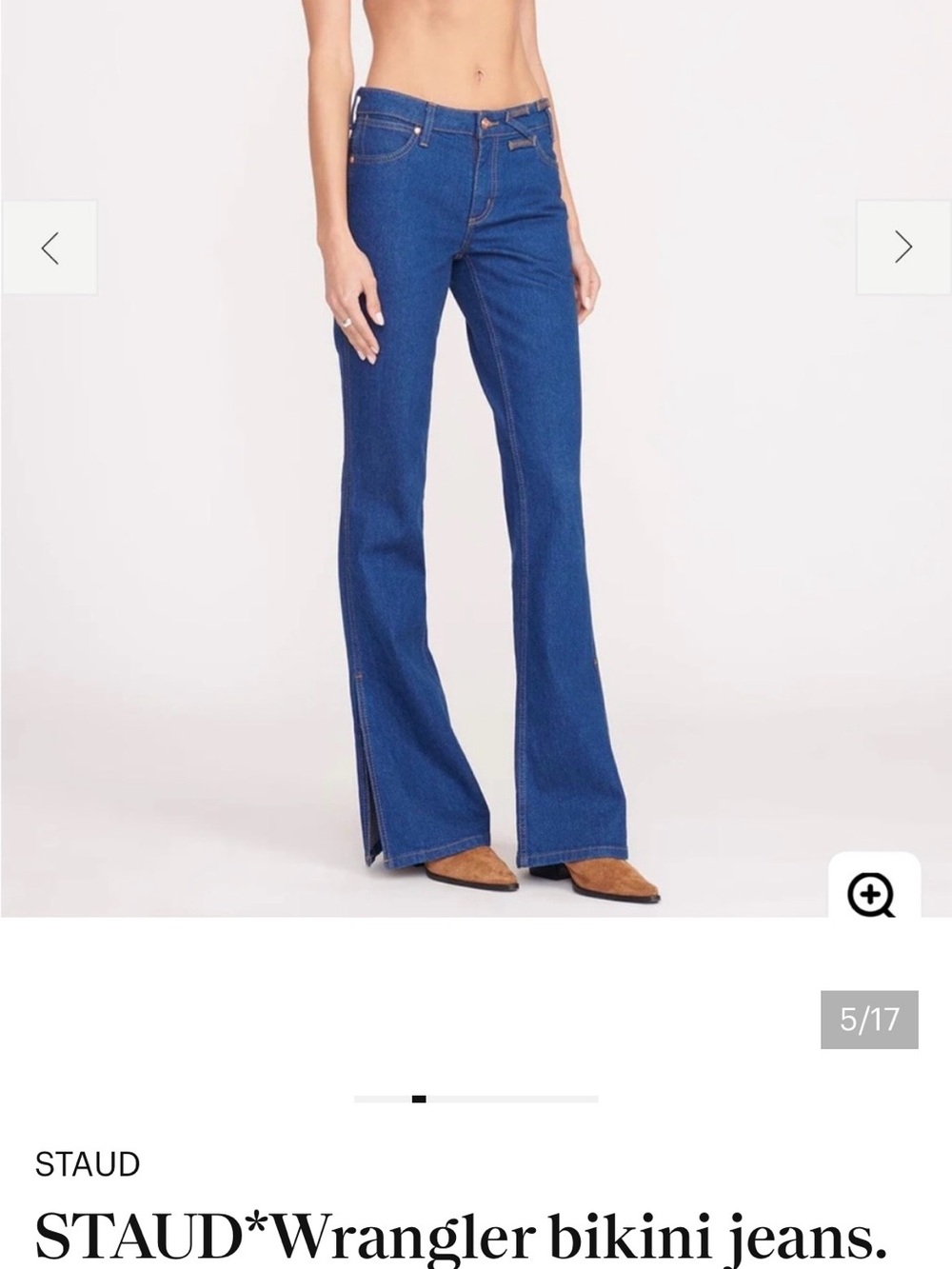 STAUD Blue High-Rise Flare Jeans
